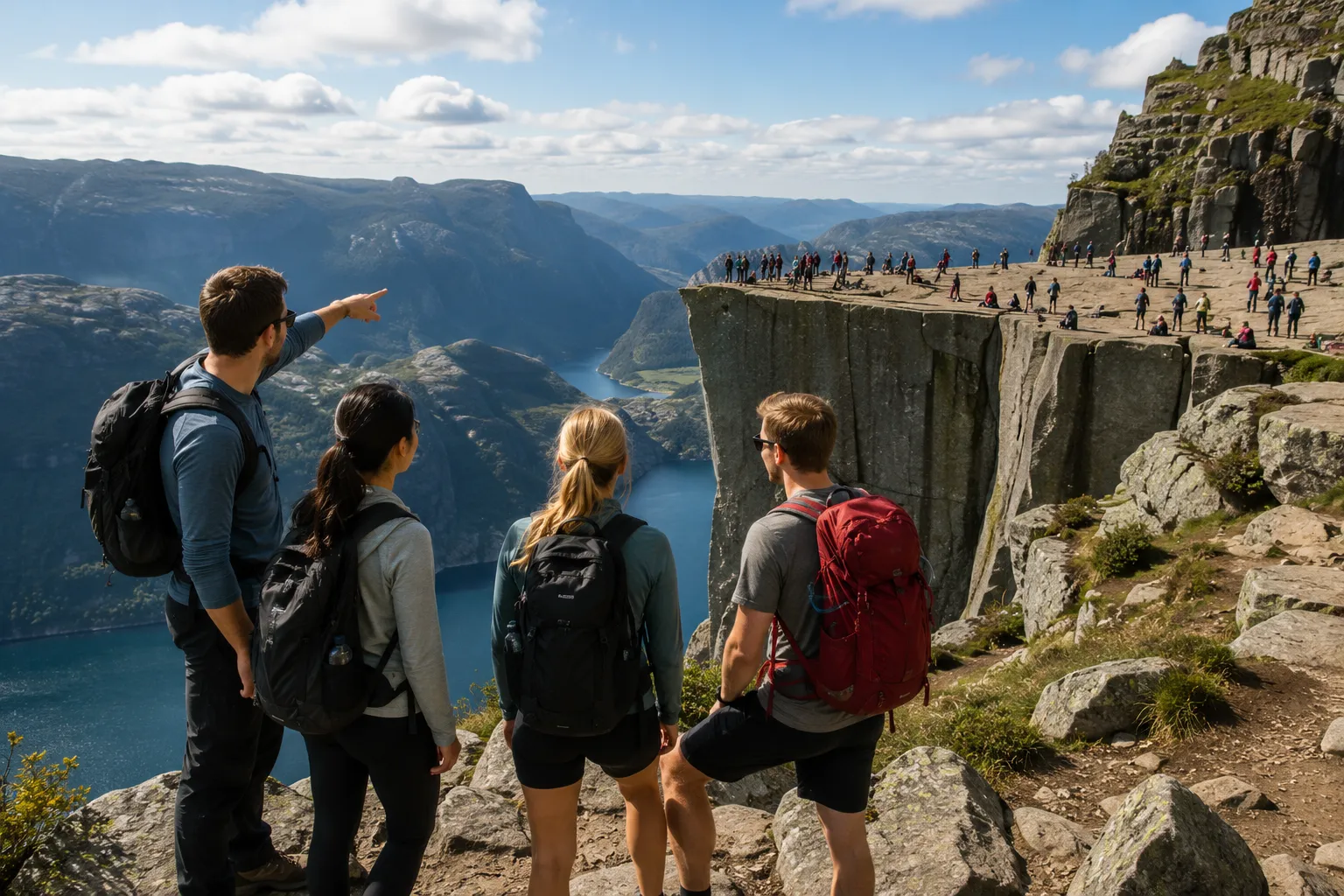 A group cruising a fjord