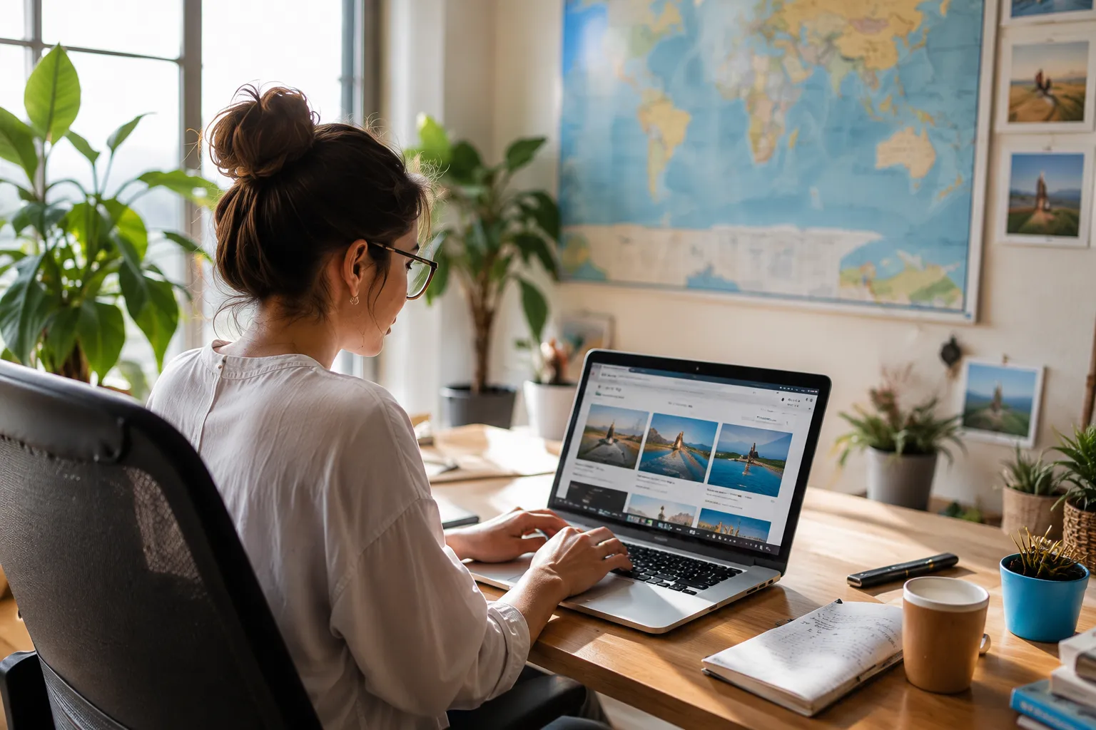 A travel planner at work