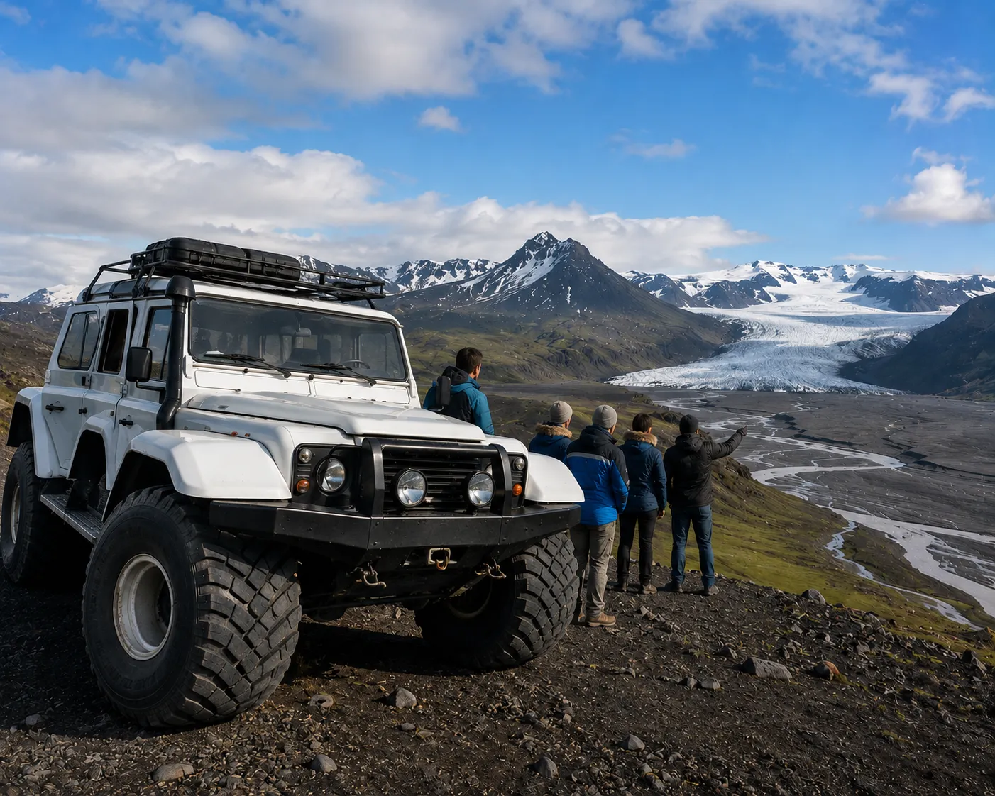 A super-jeep tour at a glacier