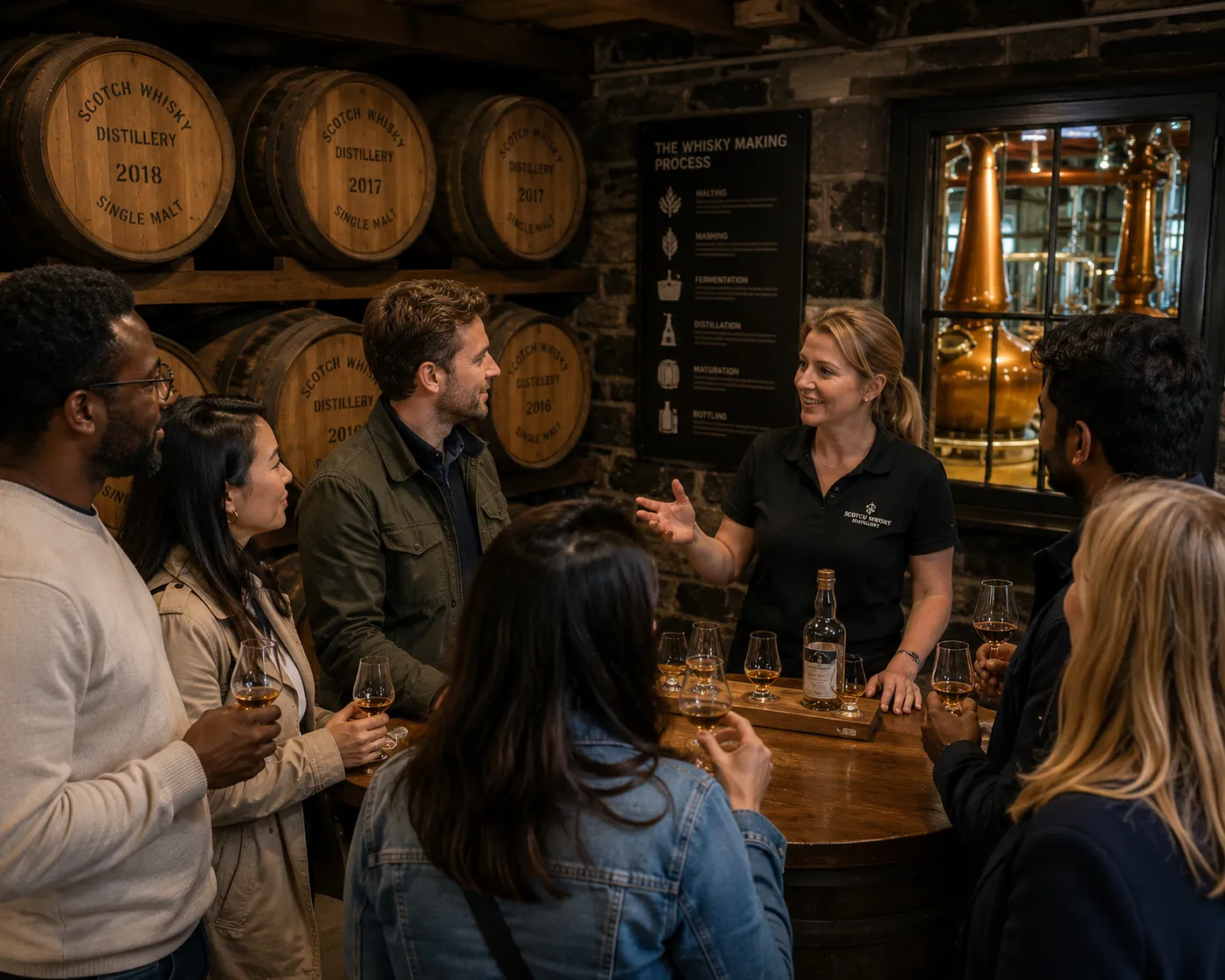 A whisky distillery tasting experience